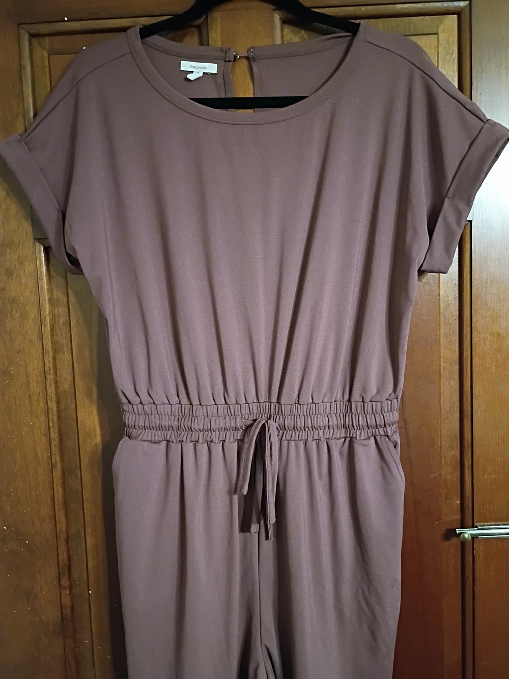 Maurices Dusty Rose Short Sleeve Drawstring Jumpsuit
